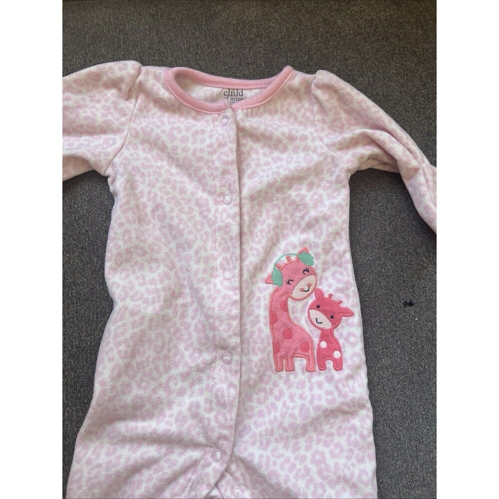 Baby Girl Clothes Child Mine Carter's 6-9 Months Fleece Giraffe Footed Outfit